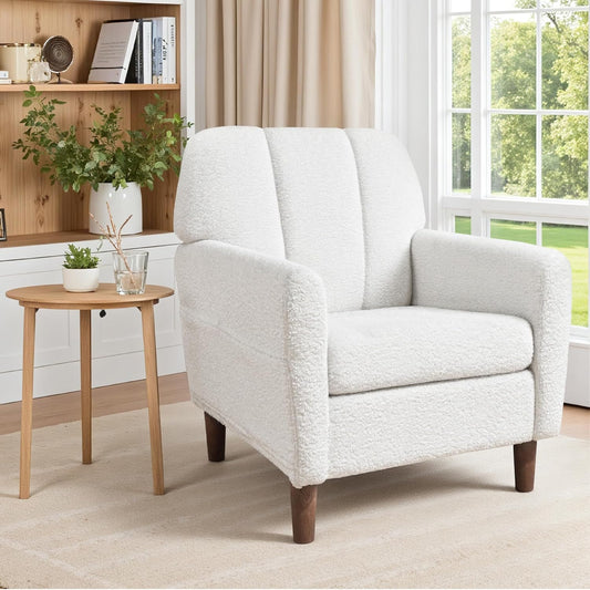 Fauteuil met armleuningen, relaxstoel, moderne woonkamerstoel (wit)