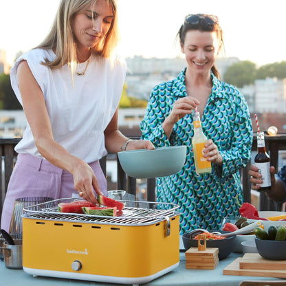 Barbecook tafel bbq Carlo houtskool barbecue met draagtas, geschikt voor 6 personen, Sunshine Yellow 44x33x21cm