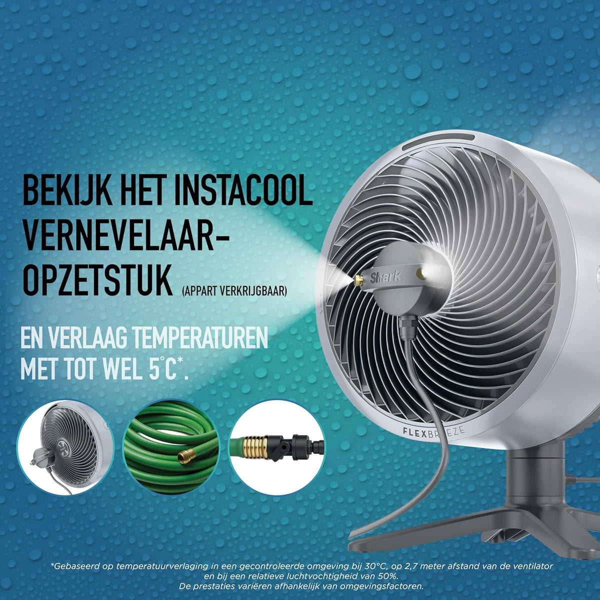Shark FlexBreeze TableMate Snoerloze Ventilator Binnen & Buiten, Tot 24 Uur Gebruikstijd, Hoge Snelheid Koeling, 20 m Bereik, Stil & Duurzaam, 5 Snelheden, Oscillatie, Afstandsb., Wintermist FA150EU