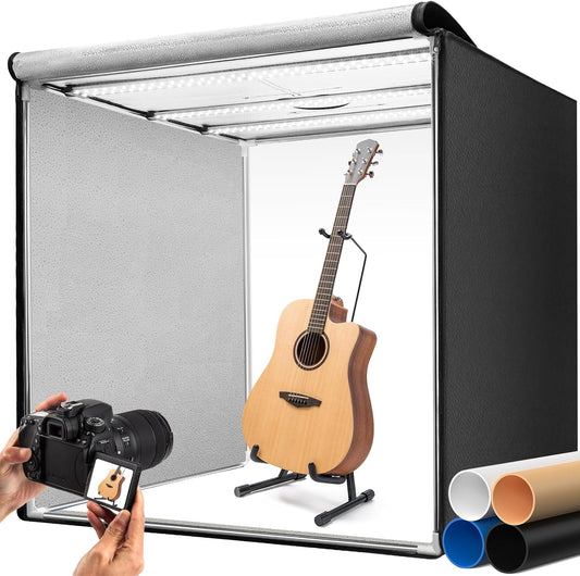 Fotobox 100 cm – Fototent – Lichttent – Fotostudioset – Lichtbox – 3 Verstelbare Ledpanelen – 5600 K Traploos Dimbaar