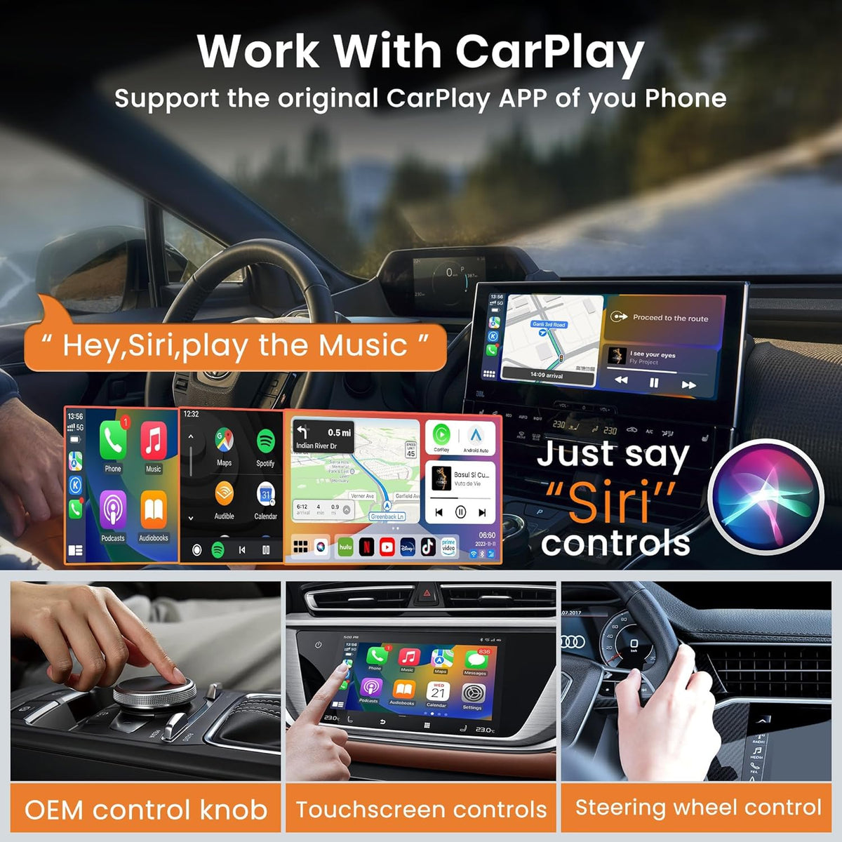 MMB CarPlay Box MAX 5.0 Android 13 Multimedia Video Ai Box, QCM 6225 8-Core 8 + 128GB Online YouTube/Netflix/APP Store, ondersteuning SIM en TF-kaart, draadloze CarPlay en Android auto-adapter