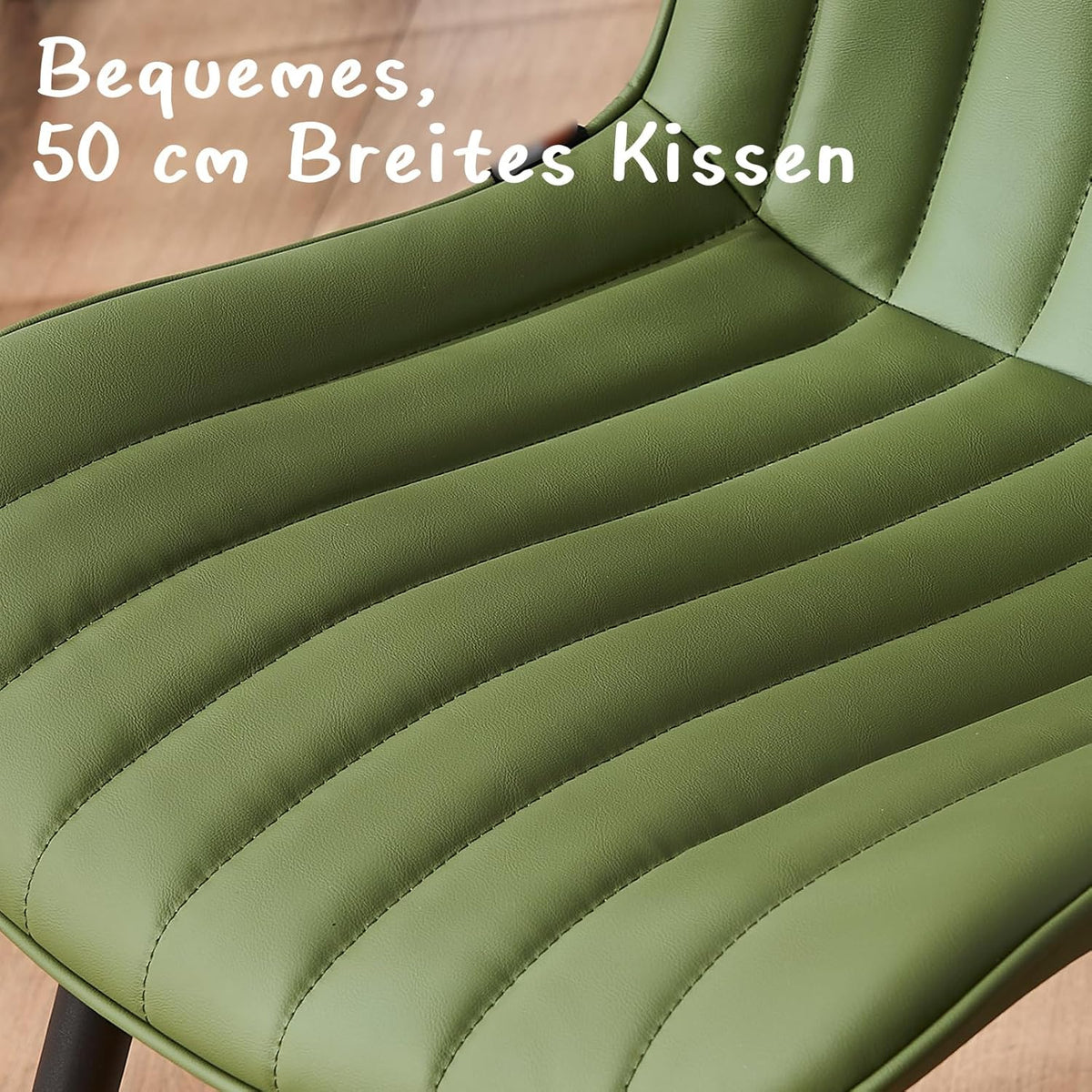 YOUTASTE Eetkamerstoelen, set van 2, kunstleer, keukenstoelen met rugleuning, gestoffeerde stoel, tot 136 kg belastbaar, stoelen voor eetkamer, keuken, olijfgroen