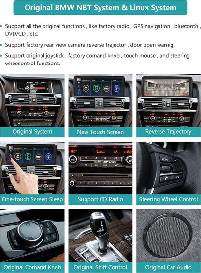 Ninetom 10,25 inch autoradio touchscreen voor 2013-2016 BMW X3/X4-serie F25 F26 met NBT-systeem, ondersteuning voor Apple CarPlay/Android Auto/Mirrorlink/navigatie, autoradio-upgrade