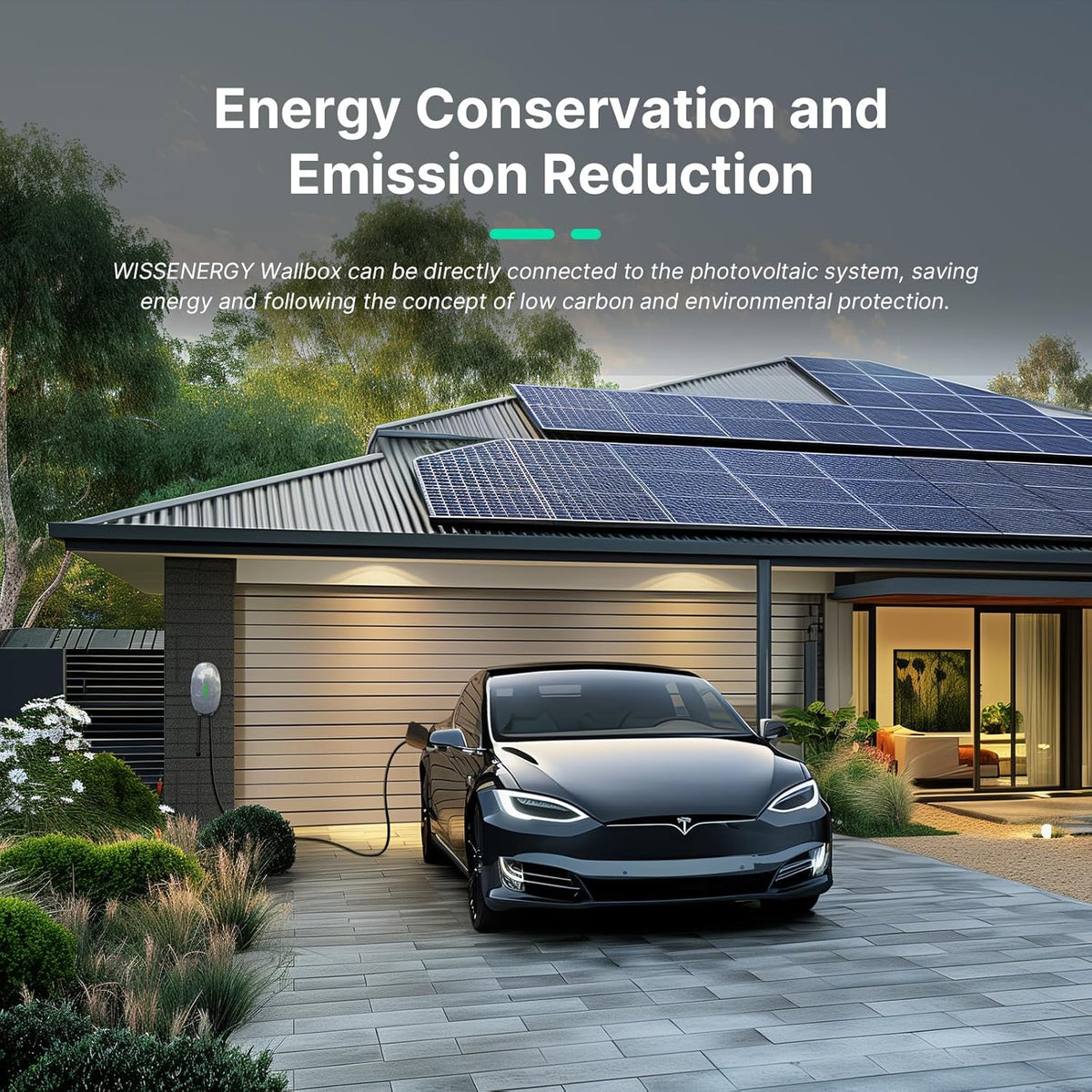 EV oplader met 7 kW type 2, 32 A eenfasig thuislaadstation Wallbox, 6 m oplaadkabel en type 2 stekker met lichtstrip voor EV PHEV, grijs