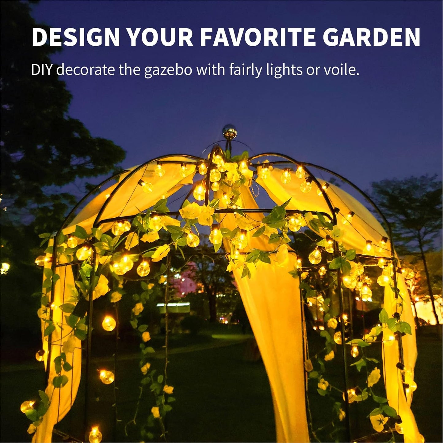106,7 "L x 81,5" H x 81,5 "W Tuin prieel vogelkooi vorm metalen tuinhuisje pergola paviljoen, tuin roos paviljoen boog, ijzeren frame tuinhuisje geweldig voor achtertuin, gazon, bruiloft
