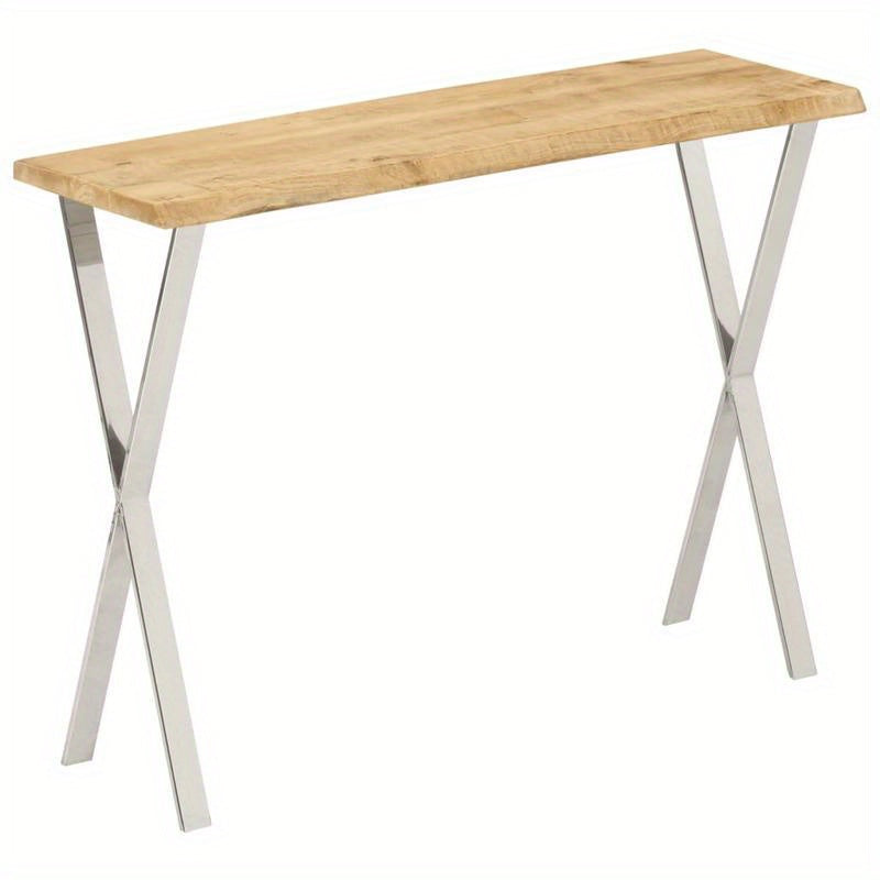 Wall Table with Natural Edge, Measuring 105X33X76 Cm, Made of Solid Mango Wood, Standing Shelf