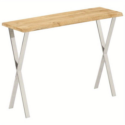 Wall Table with Natural Edge, Measuring 105X33X76 Cm, Made of Solid Mango Wood, Standing Shelf
