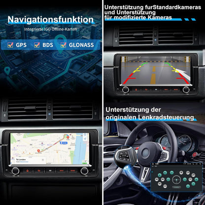 8,8'' Android 14 autoradio voor BMW E46 M3 / Rover 75 / MG ZT | 1-DIN in-dash radio met draadloos CarPlay & Android Auto | 4G LTE internet | 4GB RAM 64GB | GPS-navigatie | HD IPS touchscreen