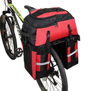 3-in-1 Fietstas - Fietstassen - Dubbele Fietstas - Multifunctioneel Bagagedragertas - Scheurvast - Grote Bagagetassen - met Regenhoes - 70L - Nylon - Rood