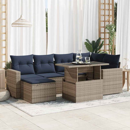 Lounge tuinset – Loungeset – Tuinmeubelset – Balkonset – Zitgroep – PE-rattan – Modulaire Set met Opbergruimte – Kussens met Afneembare Hoezen – Grijs