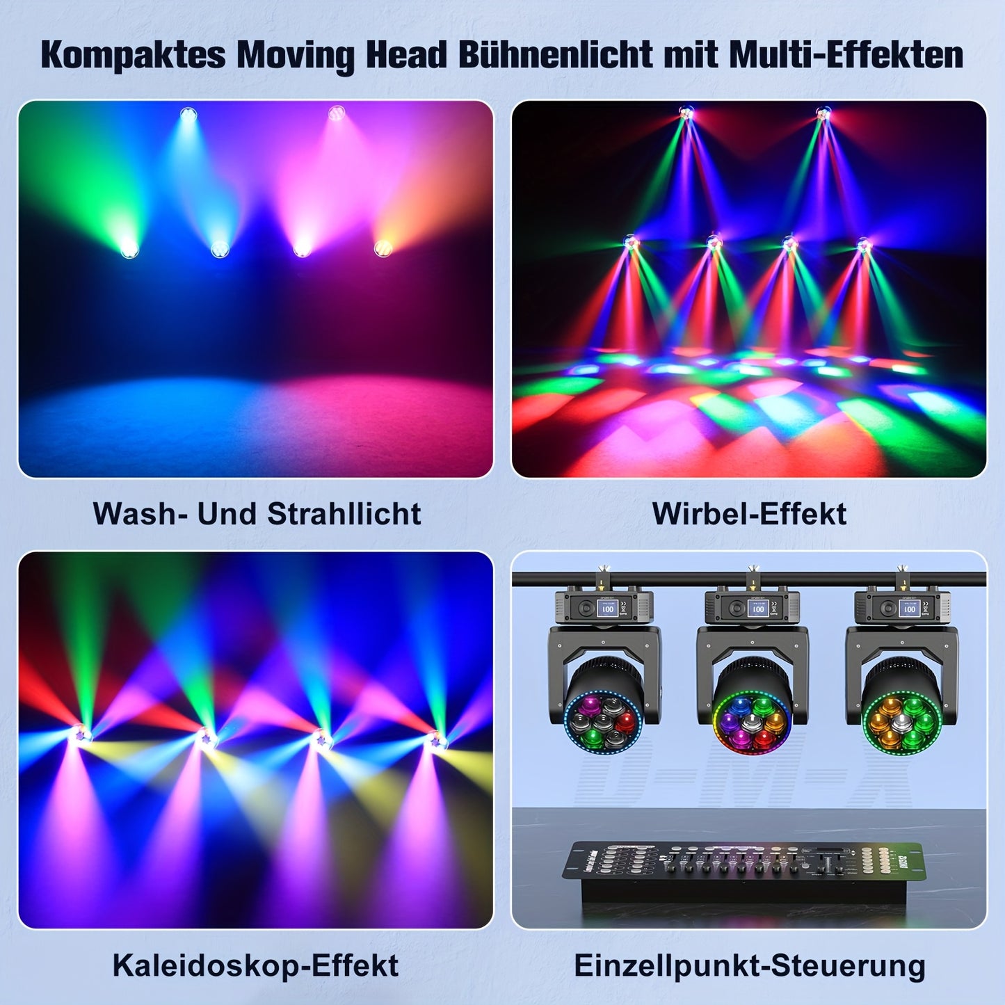 Movinghead – LED Moving Head – Podiumverlichting – Disco Licht – DJ Verlichting – 7x50W RGBW 4-in-1 – Variabele Zoom & Multi Mode