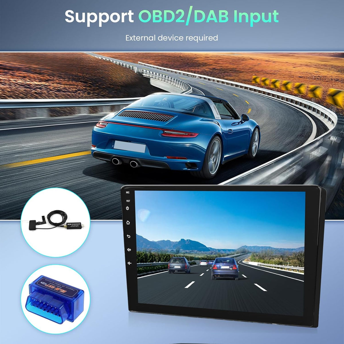 Podofo Android autoradio met GPS voor Peugeot 207 2006-2015, 9-inch touchscreen, wifi, Bluetooth, FM-radio, RDS, MirrorLink, USB-navigatie, videospeler voor Peugeot 207 + achteruitrijcamera