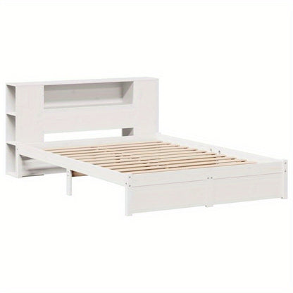 Bedframe – Boekenkastbed – Bed – Eenpersoonsbed – Opbergbed – Modern Wit – Stevig Dennenhouten Frame – 120x200 cm – Eenvoudige Montage
