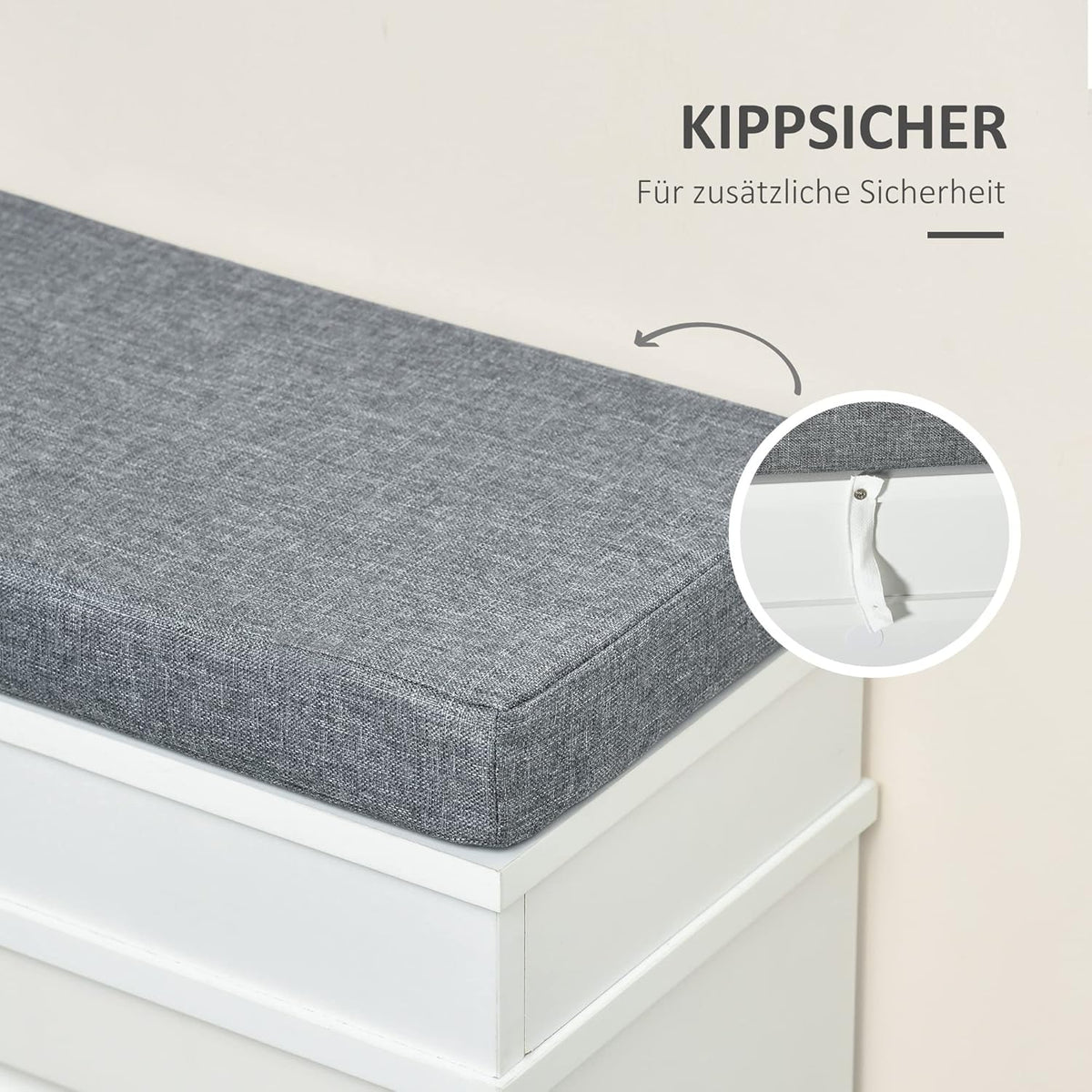 HOMCOM shoe rack shoe bench with cushion and 2 drawers chipboard MDF polyester foam white + grey 104 x 24 x 55 cm - QUORE