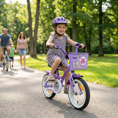 PROMETHEUS BICYCLES kinderfiets 12 inch meisjes- fiets meisje van 3 jaar met zijwieltjes terugtraprem Meisjesfiets 12 inch in paars