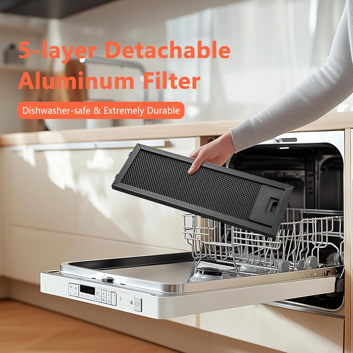 SNDOAS Afzuigkap 60 cm, klasse A+++, 800 m³/u, schuine keukenafzuigkap inclusief koolstoffilter, 3 snelheden, afvoer of recycling, zwart