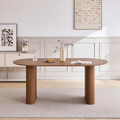 Grote Ovale Eettafel – Eettafel Rond – Keukentafel – Tafel Voor Restaurant – Werktafel – MDF Blad Met Houtnerf – Robuuste Elliptische Poten