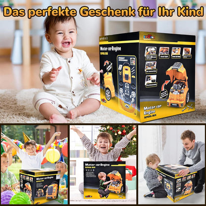 Autoschroeven - Speelgoedset - Educatief Speelgoed - voor kinderen, met Boormachine - Grote Tractor om te Schroeven - Licht - Geluid - Motorblok Reparatiefuncties - Geel