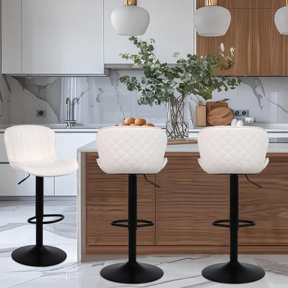 Barkrukken Set Van 2, Moderne Barstoelen Met Rugleuning, Hoogte Verstelbare, 360° Draaibaar, Geschikt Voor Bar, Keuken En Huisbar, Beige