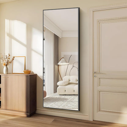 Staande Spiegel – Passpiegel – Wandspiegel – Voll Lichaam Spiegel – Full Body Spiegel – 179 x 70 cm – Zwart Aluminium Frame