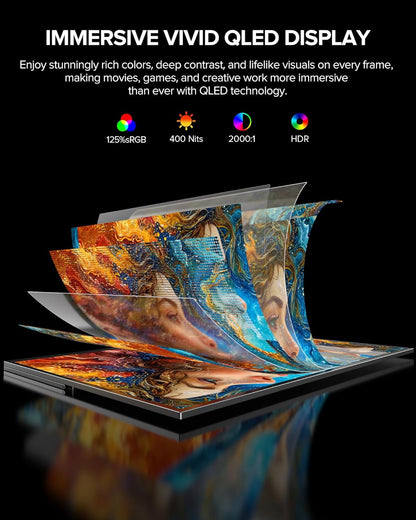 UPERFECT 23.8 Inch 120Hz QLED Portable Gaming Monitor FHD 1080P 100% SRGB Large Second Mat Screen 180° Adjustable Standard USB C HDMI for Laptop/MacBoo/SteamDec/Smartphone/Mini PC, VESA compatible - QUORE