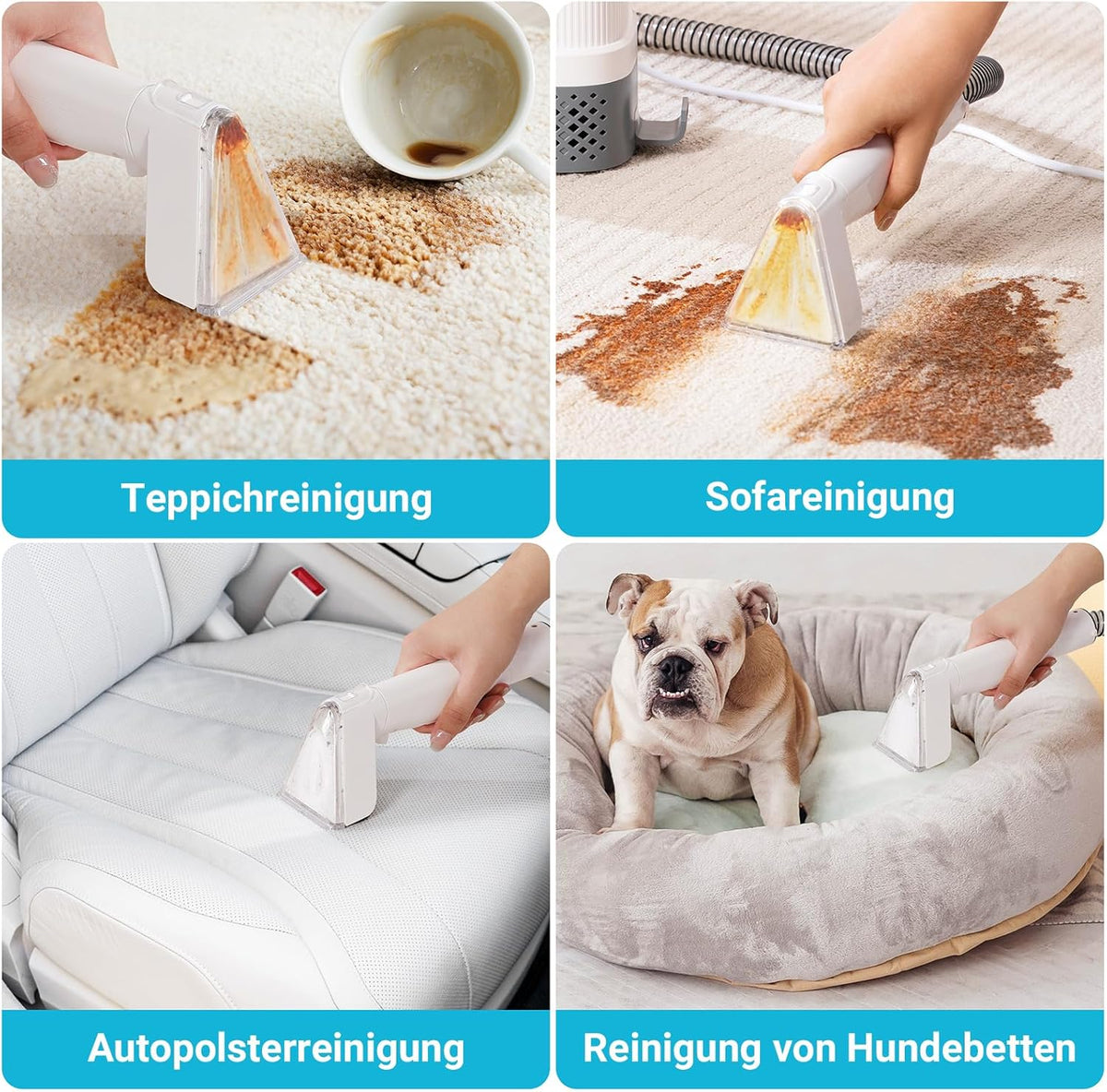 Gestoffeerde Reiniger – Apparaat – Natstofzuiger – Waszuiger – Tapijtreiniger – 600W Motor – 16 kPa Zuigkracht – 2,3L Watertank – Zelfreiniging – Compact – Voor Tapijt, Bank, Mat
