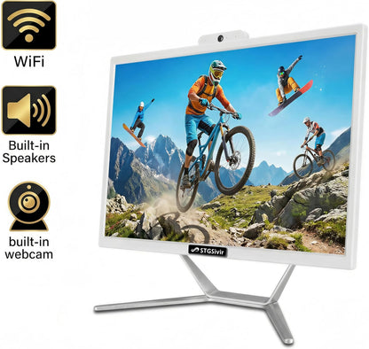 STGsivir All-in-one desktop, 21.5 inch, i5 to 3.6 GHz, 16 GB RAM, 512 GB SSD, WiFi, Bluetooth, Windows 11 Pro, white - QUORE