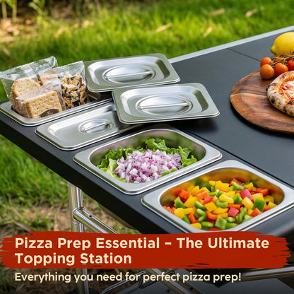 Denmay 128 x 66 x 78 cm Grillwagen voor Weber Q-serie, Ninja Woodfire, pizzaoven, tafelgrill, pizzaoven, serveerwagen met groot werkblad, outdoor grilltafel, keukenwagen, grillstandaard