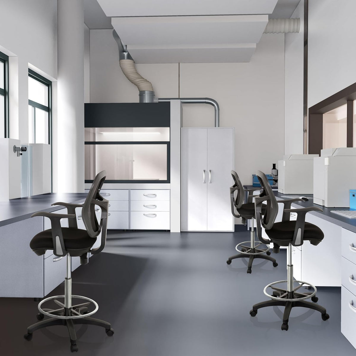 HJH OFFICE 760008 werkstoel TOP Work 108 netstof zwart ergonomische stoel met ring voetsteun
