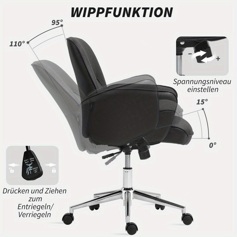 Bureaustoel – Ergonomische Stoel – Kantoorstoel – Draaistoel – Gamingstoel – Verstelbare Hoogte – Schommelfunctie – Microfiber Bekleding – Max. 120 kg