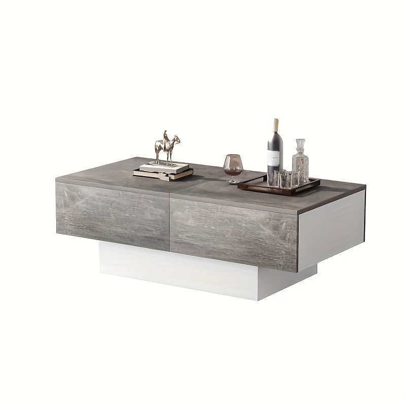 Salontafel – Koffietafel – Bijzettafel – Woonkamertafel – Tafel – Uitklapbaar Blad – Opbergruimte – Duurzaam Bamboe – Modern Grijs