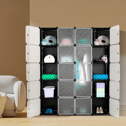 Opbergkast – Opbergrek – Stellingkast – Opbergmeubel – Opbergsysteem – 20-vaks Modulair – Duurzaam Kunststof – 183x147x37 cm – Eenvoudige Montage – Ruimtebesparend Design