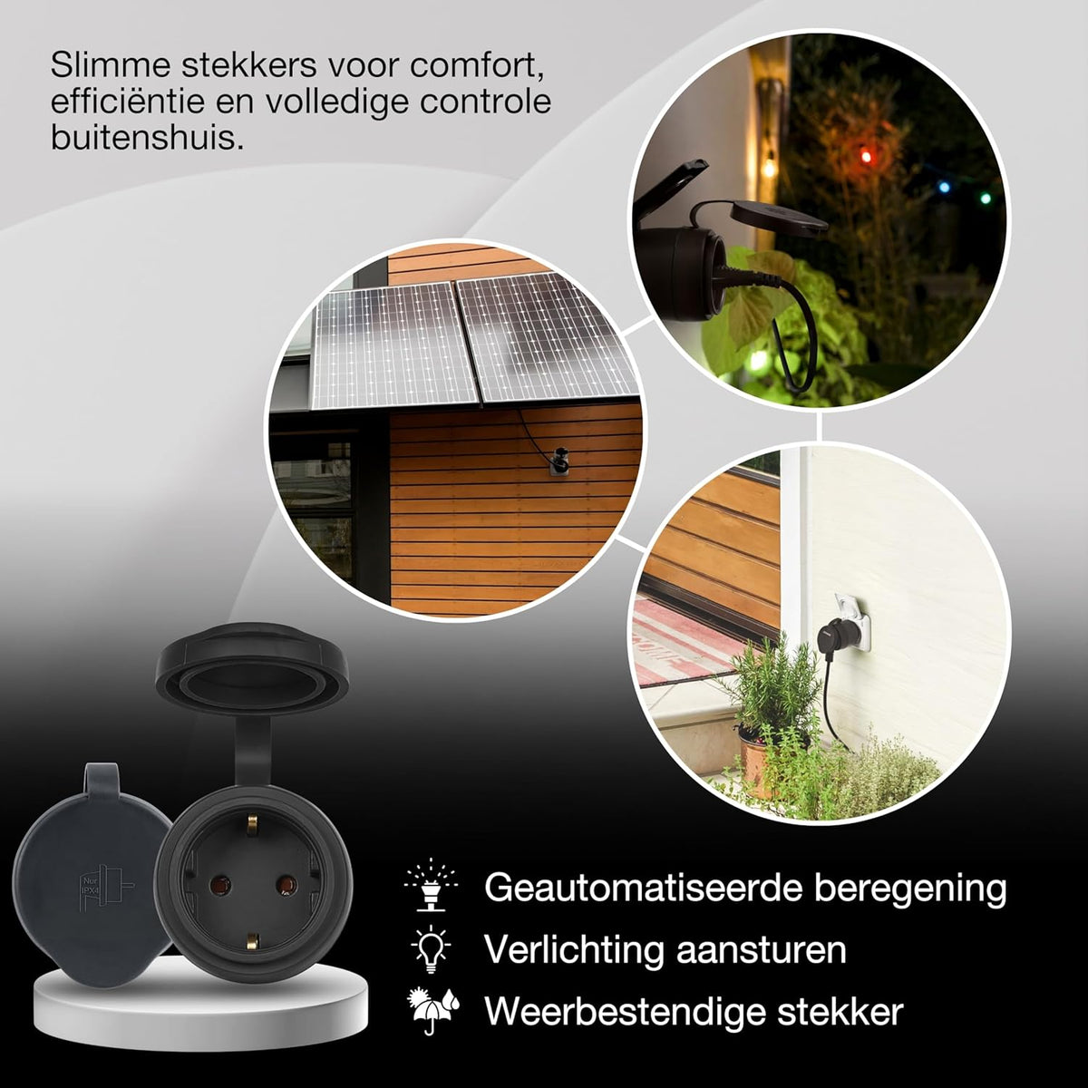 LEDVANCE SMART+ ZigBee Outdoor Plug, compacte buitenstekker met energieverbruikcontrole, maakt conventionele apparaten slim, bestuurbaar via Alexa, Google Home en andere Zigbee-gateways, 4-pack