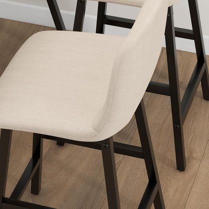 Bartafelset – Barset – Bistroset – Hoektafel – Barkrukken – Industrieel Design – 120x60x91 cm – Stalen Frame – Beige