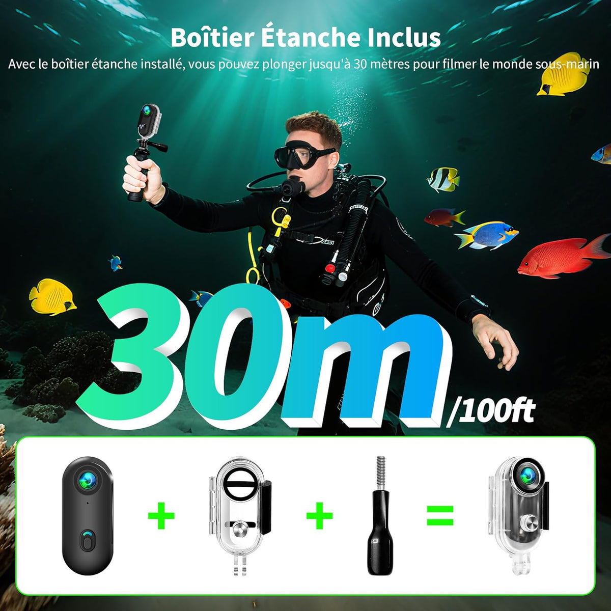Mini-sportcamera, 4 K, mini-actiecamera, wifi, draagbare vlogcamera, POV-camcorder voor buitensporten, 360° bodycam, camera voor fietshelm, multifunctionele accessoires
