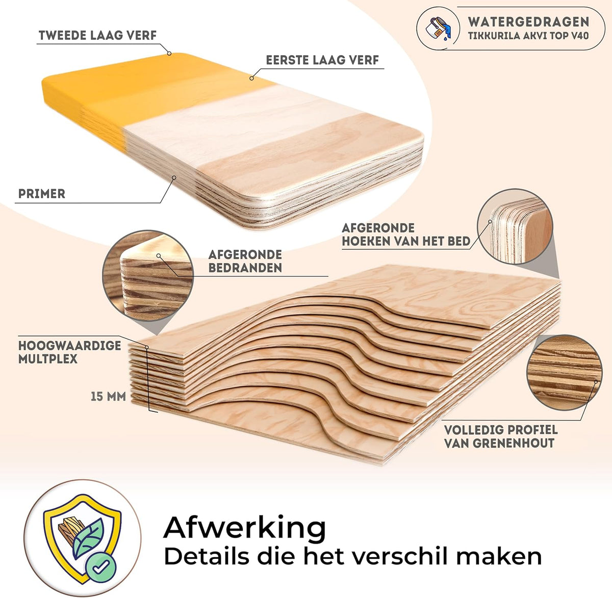 smartwood Children's bed 90 x 190 - Montessori bed made of FSC certified wood, with fall protection and slatted frame, load capacity up to 230 kg - Easy assembly - TILA 2L - QUORE