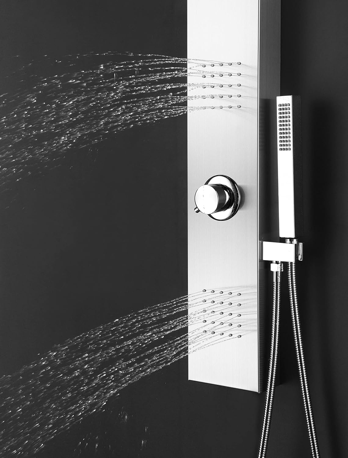 Douchestang – Regendouche – Handdouche – Douchesysteem – Douchewand – 3-in-1 Functies – Geborsteld RVS 100x14 cm