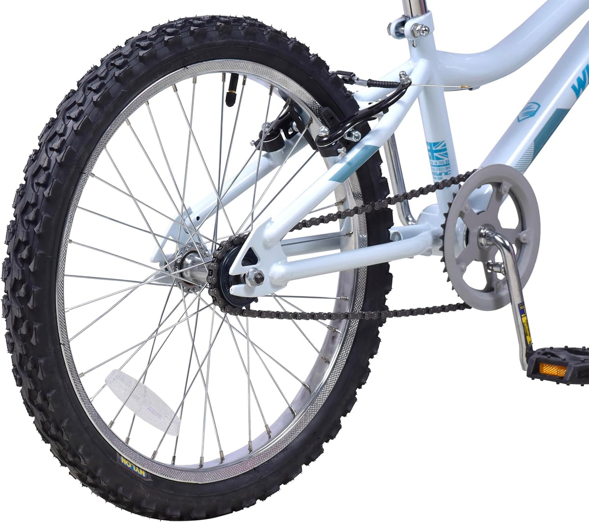 Wildtrak - 20 inch fiets voor kinderen, leeftijd 6-9 jaar, verstelbare remmen - wit