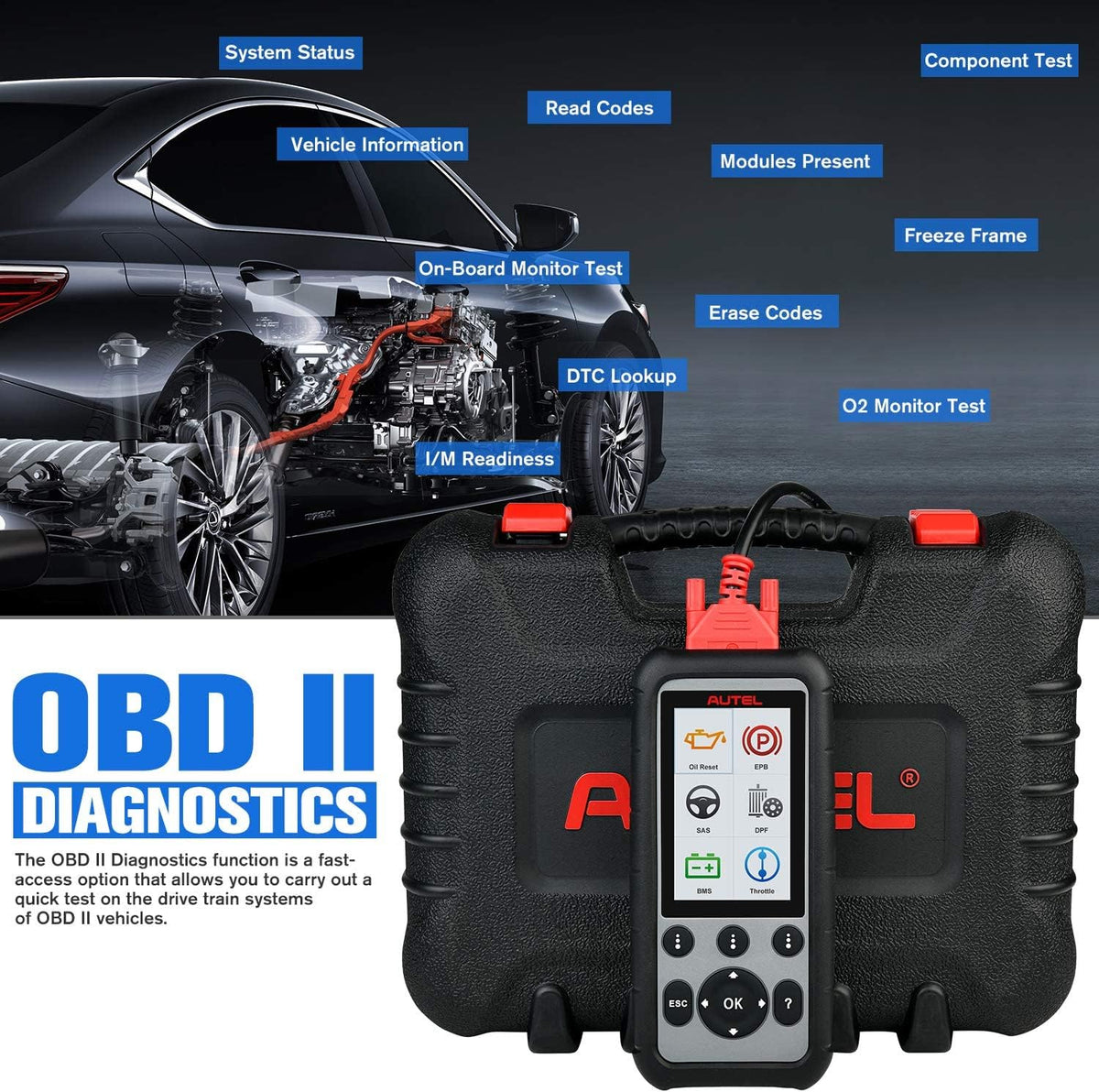 OBD2 Scanner – Autodiagnose Tool – Diagnoseapparaat – Foutcode Lezer – Uitleesapparaat – Volledige Systeemdiagnose – Onderhoudsfuncties Zoals Olie Reset & EPB