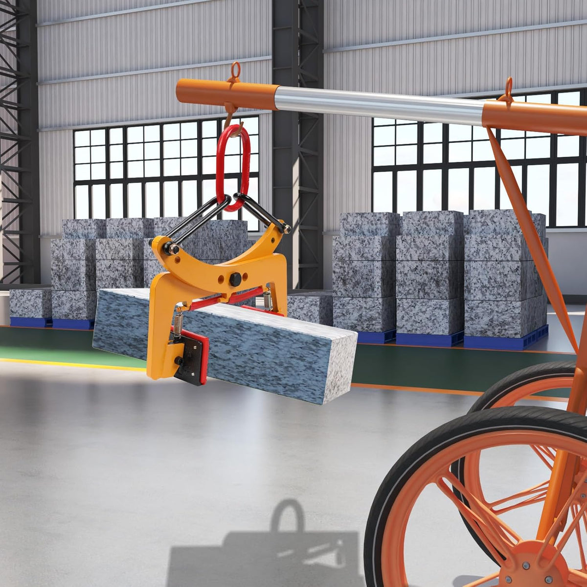 Heftang, plaat, 280 kg, heftangen, steen, betonplaat, verstelbare opening, 6-24 cm, steenhouder, steenlifter, verticale grijper, pantsertang voor heffen en transport