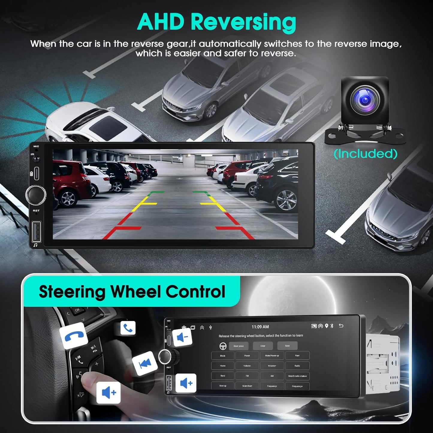 [2G+32G] A-pple Carplay Autoradio Draadloze CarPlay & Android Auto Radio 2din 6,9' HD Touchscreen Stereo Radio, GPS Navigatie/Bluetooth/Mirror Link/SWC/EQ/FM/RDS/Achteruitrijcamera + Microfoon