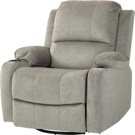 HOMCOM Recliner Chair with Reclining Function, Reclining Function, Swivel TV Chair with Pocket Spring, Footrest and Cup Holder, for Living Room, Brown - QUORE