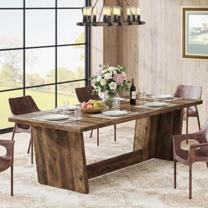 Lailang 180cm Eettafel, Eetkamertafel Rechthoekige, Industrial Dining Table, Houten Eettafel, Dining Table For 6 8, Large Dining Room Table, 180 x 80 x 76 cm, Rustic Brown