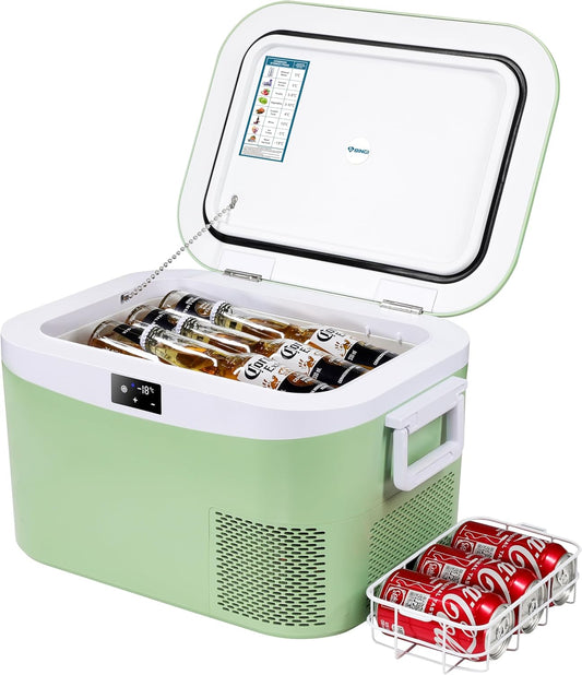 BINGI Compressor Koelbox, 12.8 Liter Draagbare Auto Koelkast, 12/24 V DC en 230 V AC, Mini-koelkast Voor Auto, Vrachtwagen, Camping, Camper en Thuis