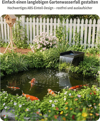 POPOSOAP Vijverwaterval met zonnepomp, watervaloverloop met 100 W zonnepaneel, 660 gph-vijverpomp, 3 m lange golfslang voor tuinvijvers