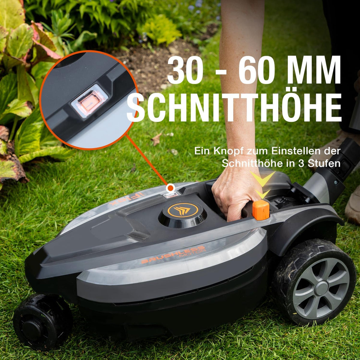 Accu Grasmaaier – Elektrische Grasmaaier – Batterij Grasmaaier – Compacte Grasmaaier – Stadsgrasmaaier – 23 cm Maaibreedte – 12V Lithium-Ion Accu met 3 Maaihoogtes