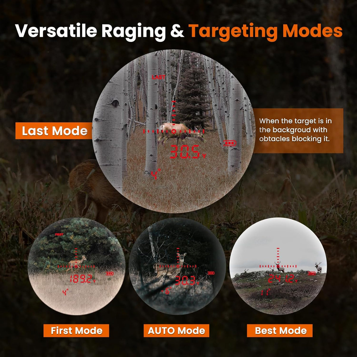 MiLESEEY Jacht-afstandsmeter met rood display, 2000-yard laser-afstandsmeter met dubbele voeding, 7,5° gezichtsveld, 90% transmissie, afstandsmeter/hoekmeter/boogmeter voor jagers