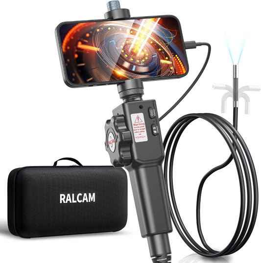 Ralcam Endoskopkamera mit Licht Camera - Inspektionskamera 5.5mm HD720P Industrial Endoscope mit 6 Adjustable LED Digitales Endoskop 1m Flexible Kabel, für Android und IOS Smartphone