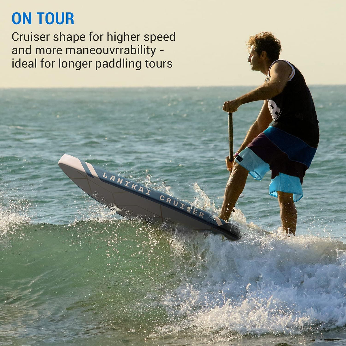 Capital Sports Lanikai Cruiser Opblaasbaar stand-up paddleboard, sup, sup board, set: board + peddel + riem + rugzak + pomp, cruiservorm, telescopische peddel