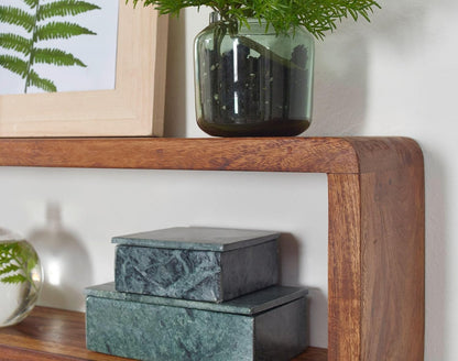 FineBuy Wall Shelf Set of 3 Sheesham Solid Wood | Wall Shelf Cube Hanging Shelf | Shelf for Wall Floating - QUORE